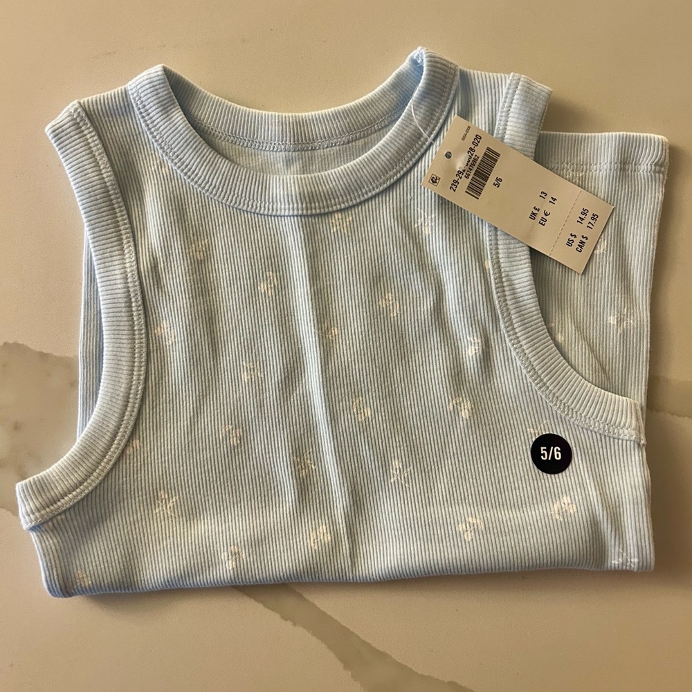 A&F Kids Light Blue Tank w/Flower Print